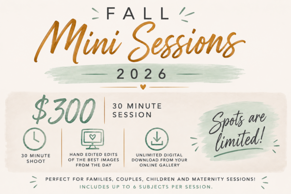 information about fall mini photography sessions in alpharetta, Cumming and Canton GA 